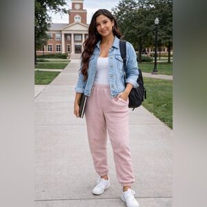 Urban Romantics Fleece Jogger Pants – Size Large (Pink)